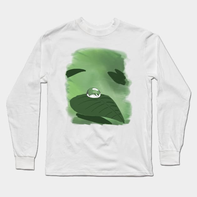 droplet on a leaf Long Sleeve T-Shirt by JunkArtPal